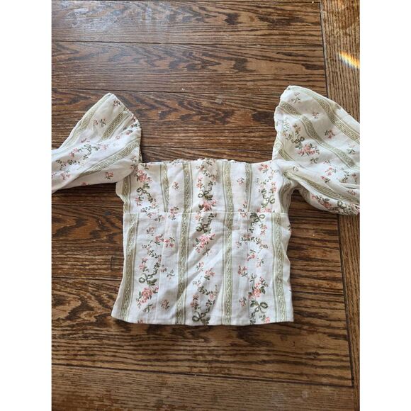 Reformation Tops - Reformation Arancini Linen Puffed Sleeve Top in Heath Floral sz 0